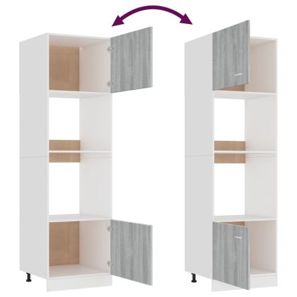 Шкаф за микровълнова фурна "Lyon", сив, сонома, 60x57x207 см, инженерно дърво