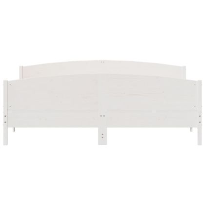 Рамка за легло без матрак, бял, 200x200 см, бор масив