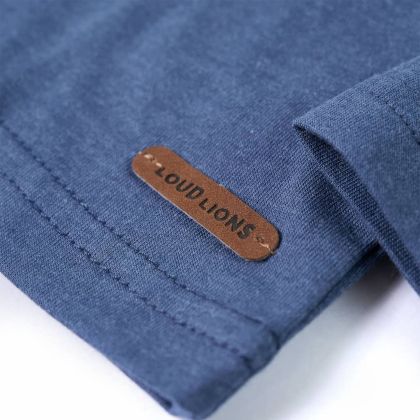 Детска тениска с дълъг ръкав, син меланж, 116