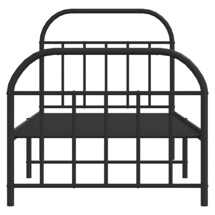 Метална рамка за легло с горна и долна табла, черна, 80x200 см