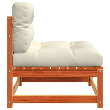 Градински диван без подлакътници 2 бр с възглавници бор масив