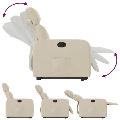 Изправящ реклайнер стол, кремав, текстил