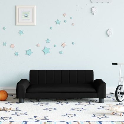 Детски диван, черно, 90x53x30 см, текстил