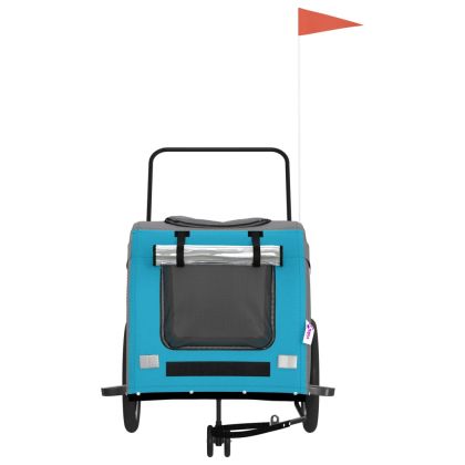 Ремарке за колело за любимци син и сив Оксфорд плат и желязо