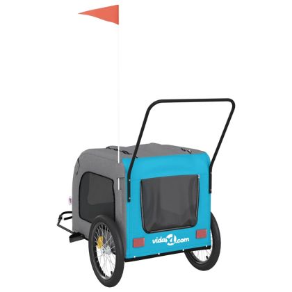 Ремарке за колело за любимци син и сив Оксфорд плат и желязо