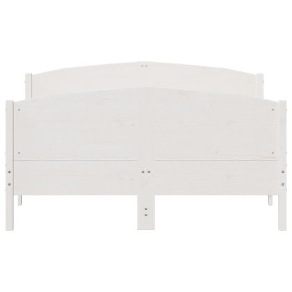 Рамка за легло без матрак, бял, 120x200 см, бор масив