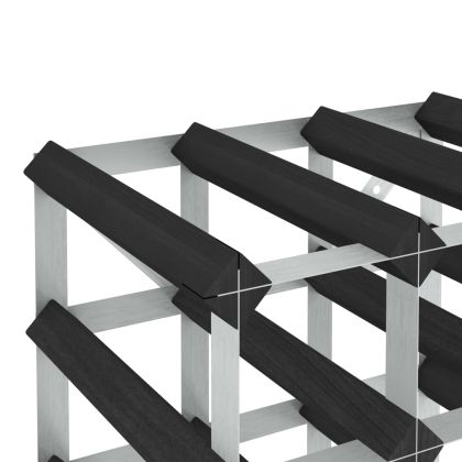 Стойка за вино за 42 бутилки, черна, масивна борова дървесина