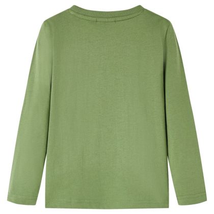 Детска тениска с дълъг ръкав, светло каки, 116