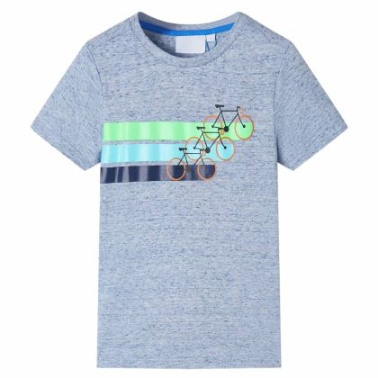 Детска тениска с къс ръкав, син меланж, 104