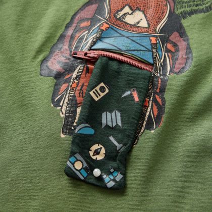 Детска тениска с дълъг ръкав, светло каки, 128