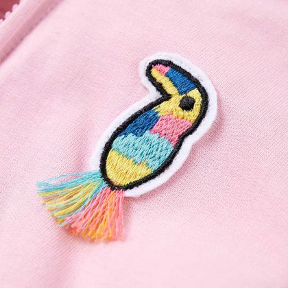 Детски суитшърт с качулка и цип, яркорозов, 92