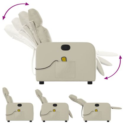 Масажен стол реклайнер, кремав, изкуствена кожа