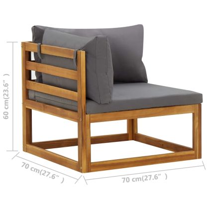 Модулен ъглов диван, 2 части, с възглавници, акация масив