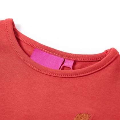 Детска тениска с дълъг ръкав, опушено червено, 140