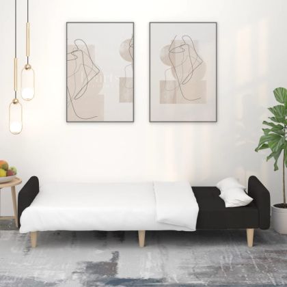 2-местно разтегателно канапе, черно, текстил