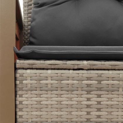 Градински диван с възглавници 2-местен сив полиратан