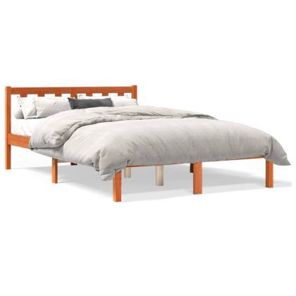 Рамка за легло, восъчнокафяв, 120x190 см, борово дърво масив