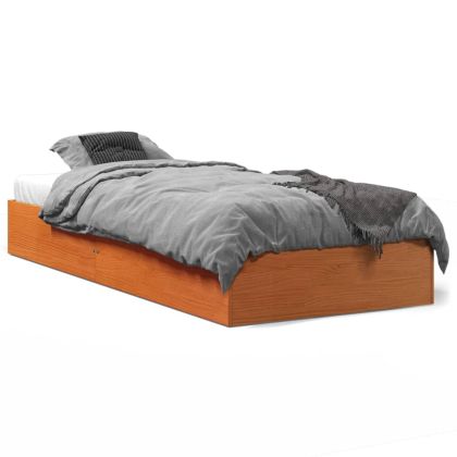 Рамка за легло, восъчнокафяв, 75x190 см, борово дърво масив