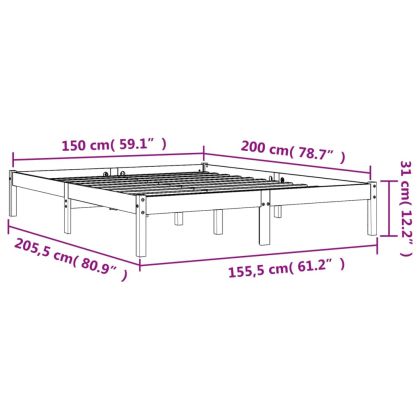 Рамка за легло без матрак, восъчнокафяв, 150x200 см, бор масив