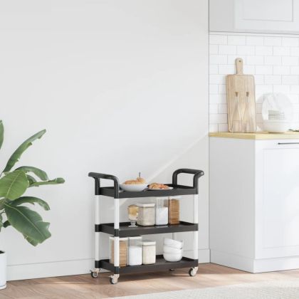 Количка на 3 нива, черна, 77x34x72 см, алуминий