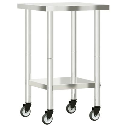Кухненска работна маса с колелца 55x55x85 см неръждаема стомана