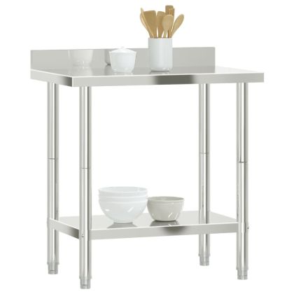 Кухненска работна маса с гръб 82,5x55x93 см неръждаема стомана