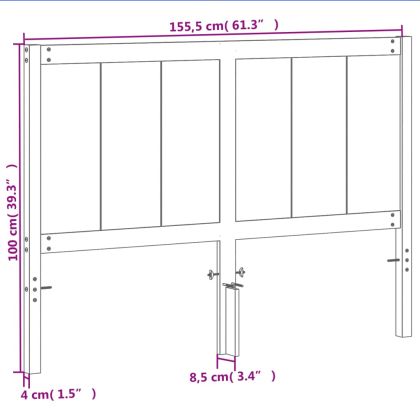 Горна табла за легло, восъчнокафява, 150 см, масивно дърво бор
