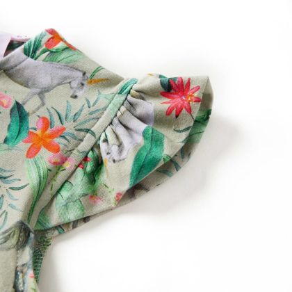 Детска рокля с летящи ръкави, светло каки, 140