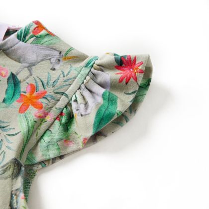 Детска рокля с летящи ръкави, светло каки, 116