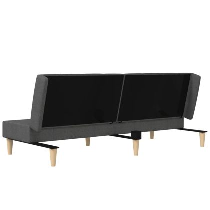 2-местно разтегателно канапе, тъмносиво, текстил