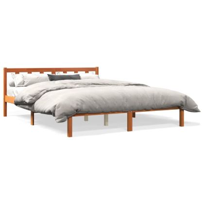 Рамка за легло, восъчнокафяв, 150x200 см, борово дърво масив