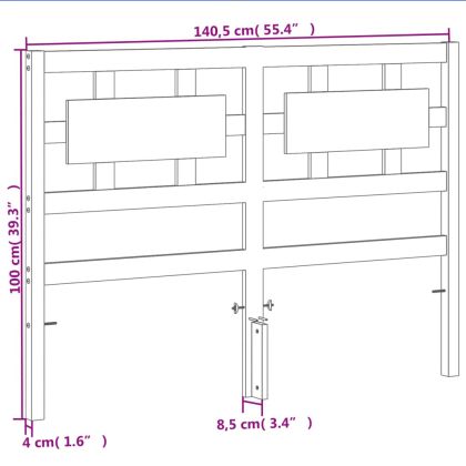 Горна табла за легло, восъчнокафява, 135 см, масивно дърво бор