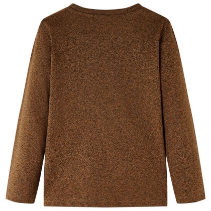 Детска тениска с дълъг ръкав, kоняк меланж, 104