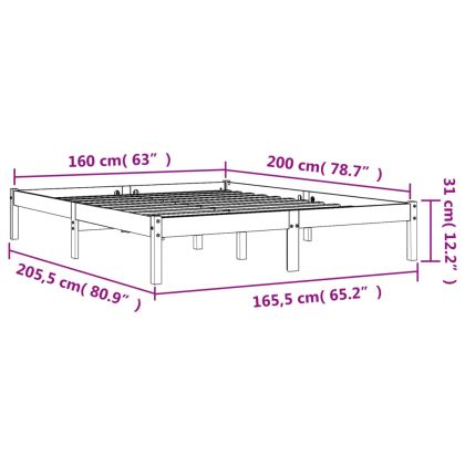 Рамка за легло без матрак, восъчнокафяв, 160x200 см, бор масив