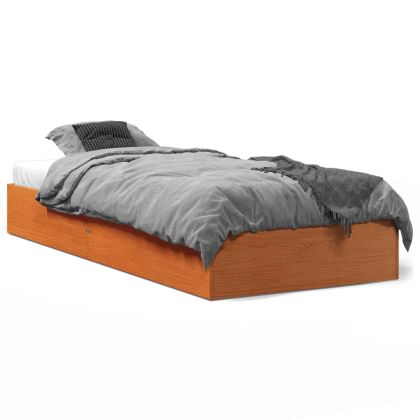 Рамка за легло, восъчнокафяв, 90x200 см, борово дърво масив