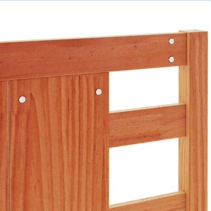 Горна табла за легло, восъчнокафява, 135 см, масивно дърво бор