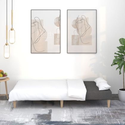 2-местно разтегателно канапе, светлосиво, текстил