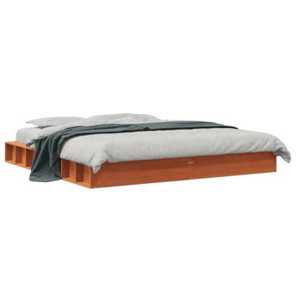 Рамка за легло, восъчнокафяв, 200x200 см, борово дърво масив