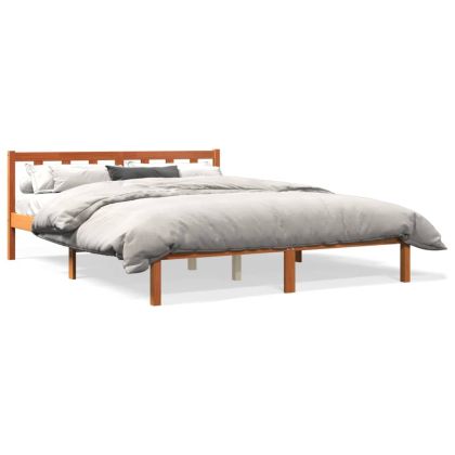 Рамка за легло, восъчнокафяв, 160x200 см, борово дърво масив