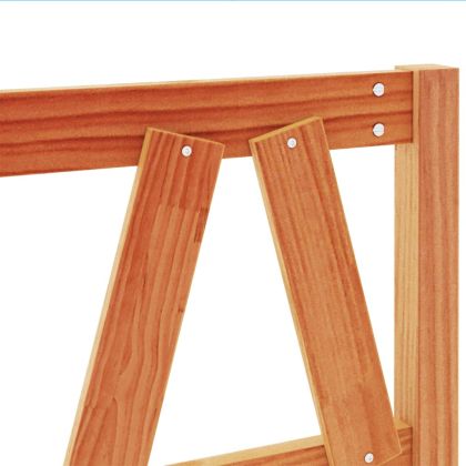 Горна табла за легло, восъчнокафява, 135 см, масивно дърво бор