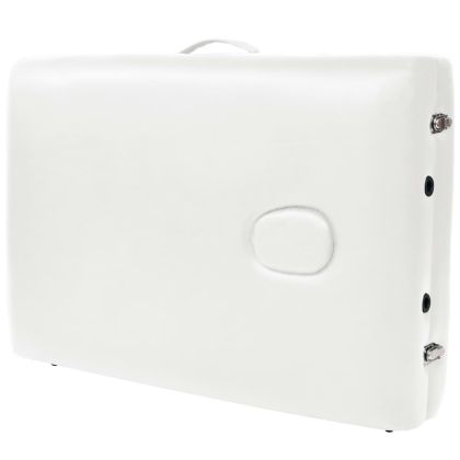 Сгъваема масажна кушетка с 2 зони, 10 см плътен пълнеж, бяла