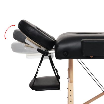 Сгъваема масажна кушетка с 2 зони и столче, 10 см пълнеж, черна