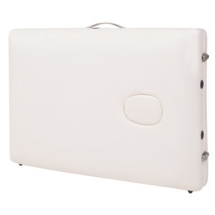 Сгъваема масажна кушетка с 3 зони и столче, 10 см пълнеж, бяла