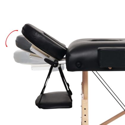 Сгъваема масажна кушетка с 3 зони и столче, 10 см пълнеж, черна