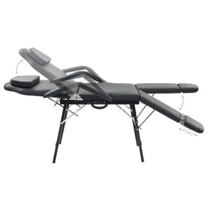 Преносим козметичен стол, изкуствена кожа, 185x78x76 см, черен