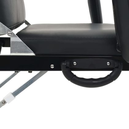 Преносим козметичен стол, изкуствена кожа, 185x78x76 см, черен