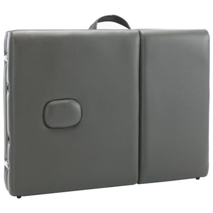 Масажна кушетка с 4 зони, дървена рамка, антрацит, 186х68 см