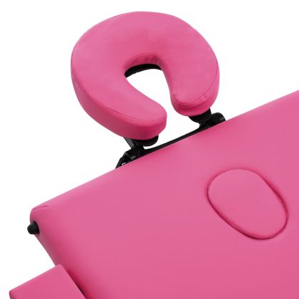 Сгъваема масажна кушетка, 3 зони, алуминий, розова