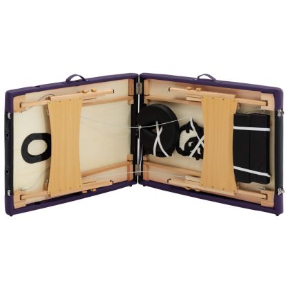 Сгъваема масажна кушетка, 2 зони, дърво, черна