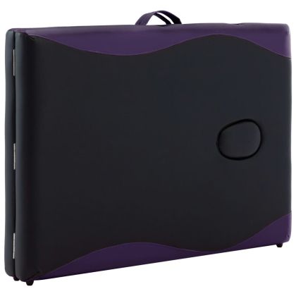 Сгъваема масажна кушетка, 2 зони, дърво, черна